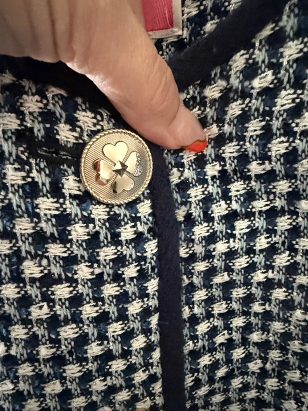 kate spade navy and white tweed blazer